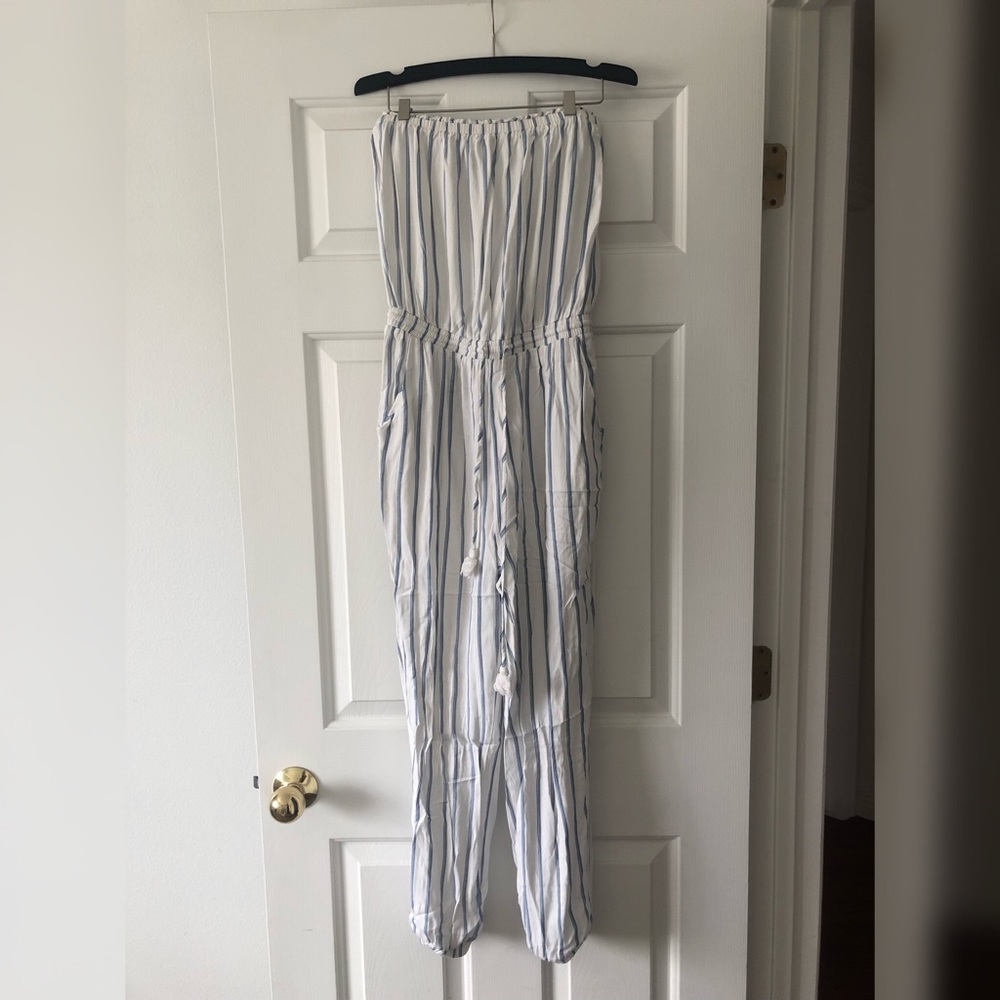 White with blue stripes Jumpsuit